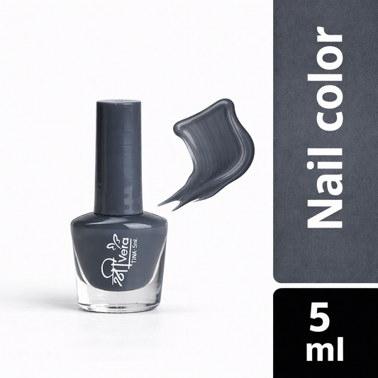 Shreevera Charcoal Grey Nail Polish – High Gloss Shine, Quick Dry, Chip Resistant Long Lasting Nail Enamel (5ml)