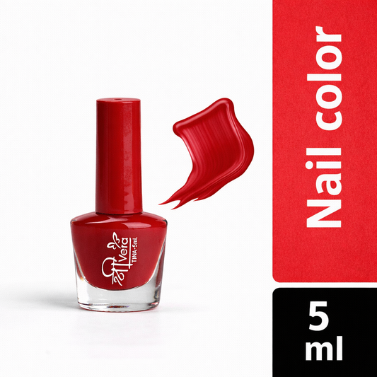 Shreevera Deep Red Nail Polish – High Gloss Shine, Quick Dry, Chip Resistant Long Lasting Nail Enamel (5ml)
