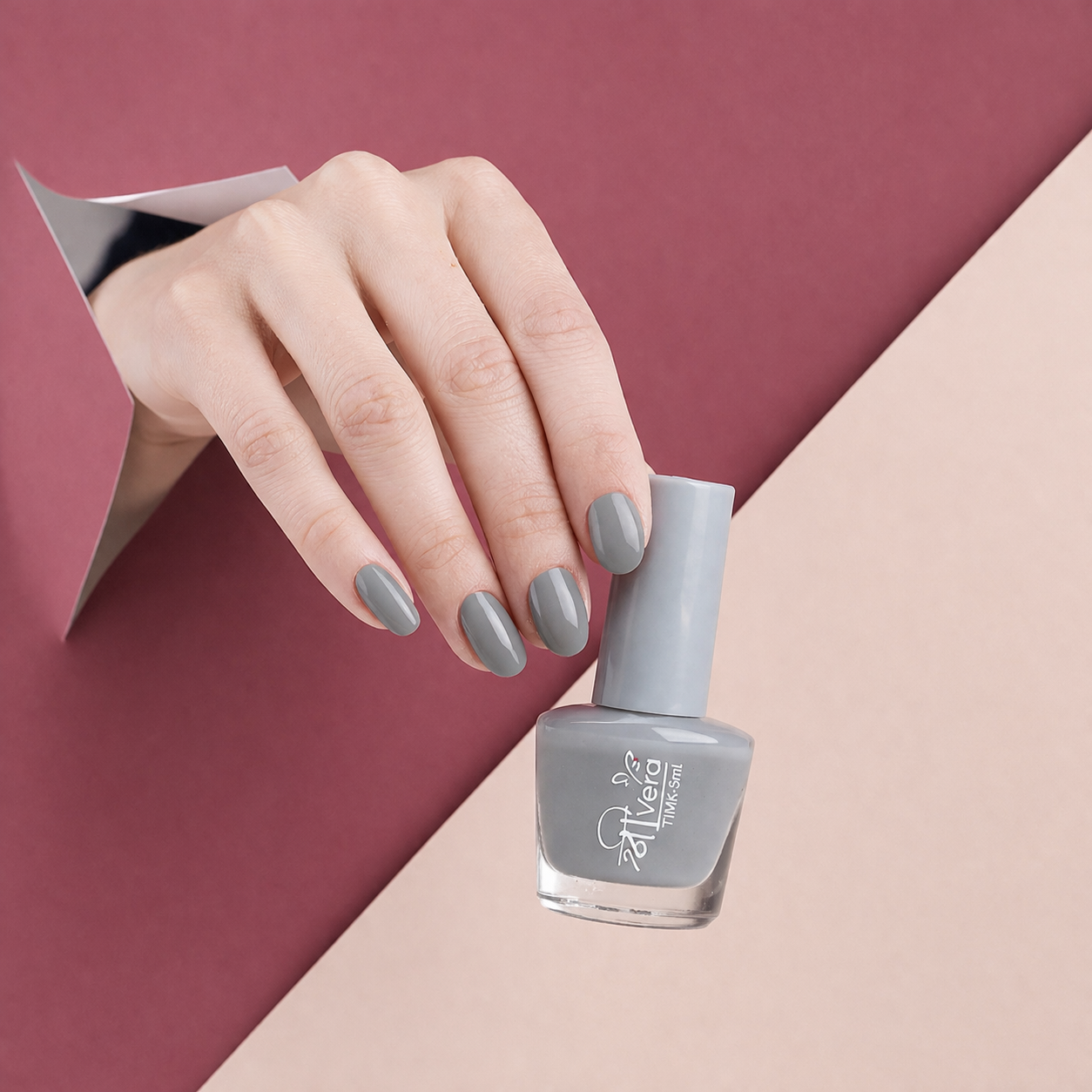 Shreevera Tina Grey Nail Polish – High Gloss Quick Dry Long Lasting Chip Resistant Nail Color (5ml)