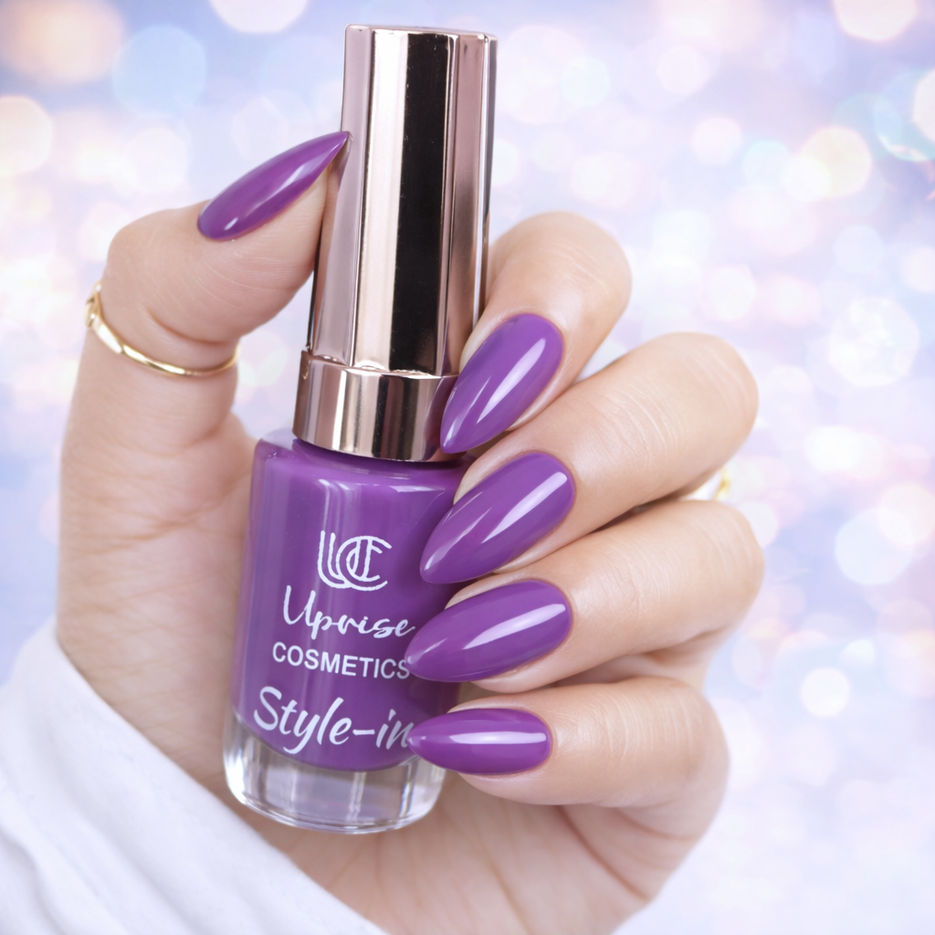 Uprise Cosmetics Style-In Nail Polish – Glossy Purple Nail Color | Long Lasting Chip Resistant Nail Paint | Quick Dry One Coat Finish | High Shine Nail Enamel