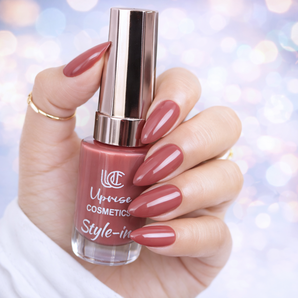 Uprise Cosmetics Style-In Nail Polish – Glossy Nude Pink Nail Color | Long Lasting Chip Resistant Nail Paint | Quick Dry One Coat Finish | High Shine Nail Enamel