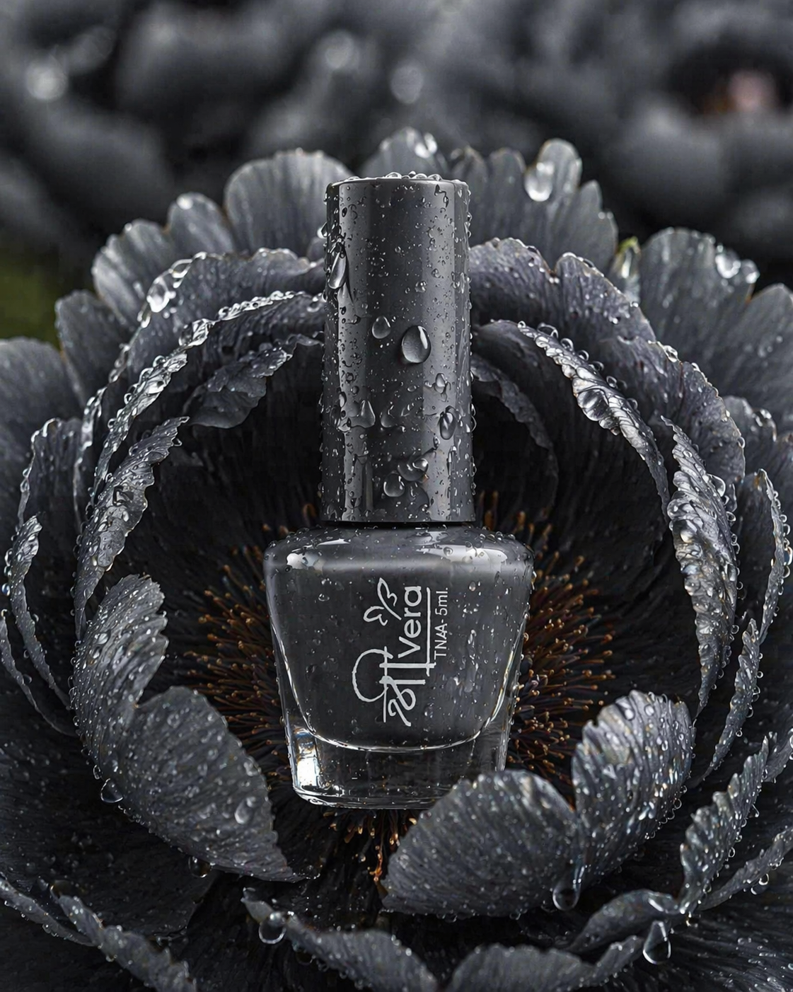 Shreevera Charcoal Grey Nail Polish – High Gloss Shine, Quick Dry, Chip Resistant Long Lasting Nail Enamel (5ml)