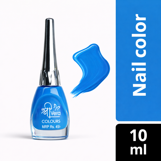 ShreeVera Colours Blue Nail Polish – High Gloss Long Lasting Nail Paint | Quick Dry, Chip Resistant, 10ml Affordable Nail Lacquer