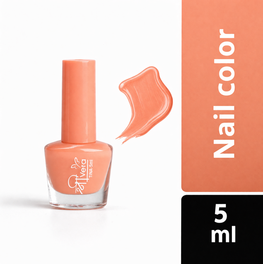 Shreevera TINA 5ml Peach Nude Nail Polish | High Gloss Quick Dry, Chip Resistant Long-Lasting Nail Paint