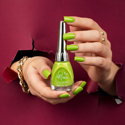 ShreeVera Colours Lime Green Nail Polish | High Gloss, Quick Dry, Long Lasting | Chip Resistant Nail Paint (10ml)