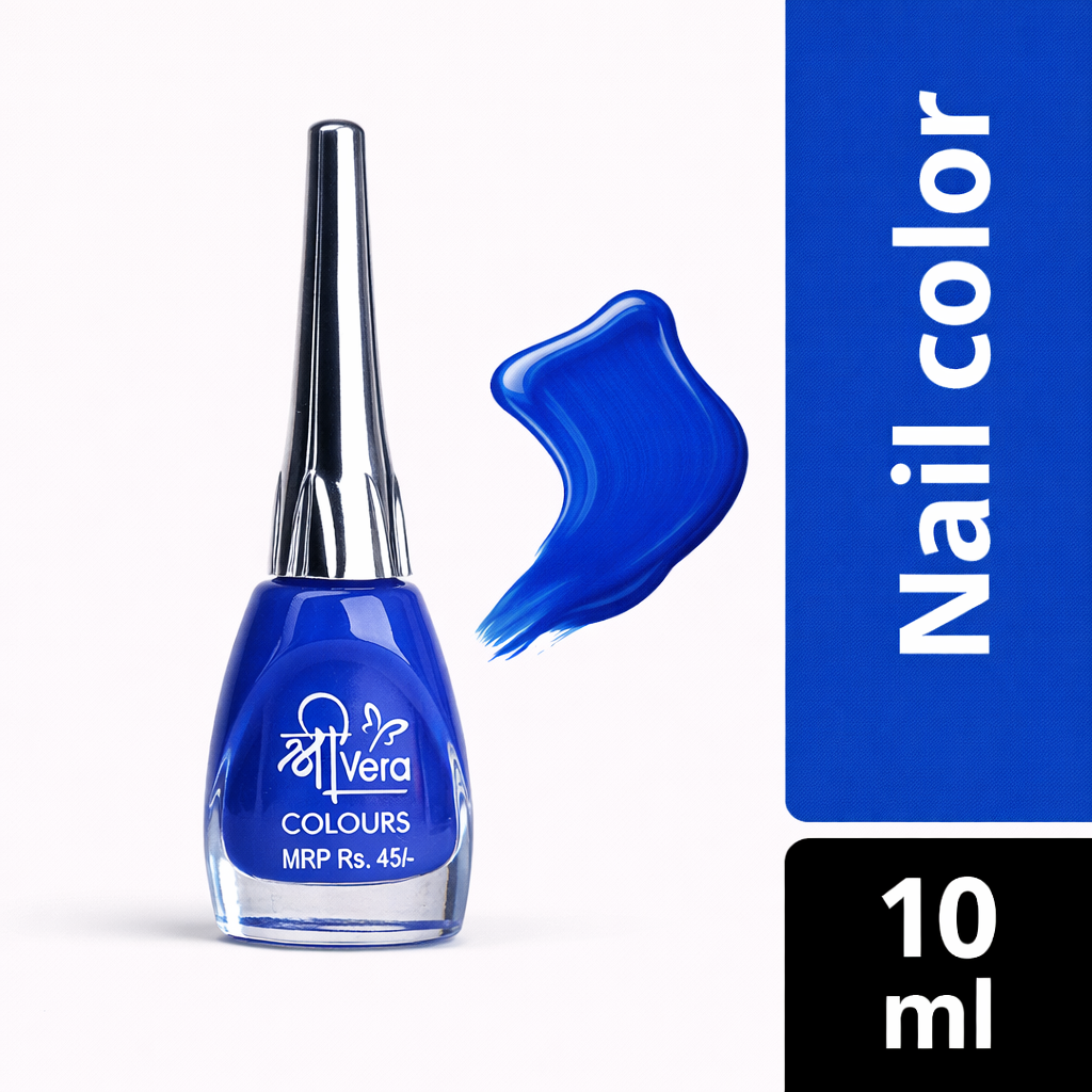 ShreeVera Colours Royal Blue Nail Polish | High Gloss Long Lasting Nail Paint | Quick Dry Chip Resistant Formula | 10ml Affordable Nail Polish