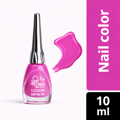 ShreeVera Colours Pink Nail Polish – High Gloss, Quick Dry, Long Lasting, Chip Resistant Nail Paint (Affordable Price)