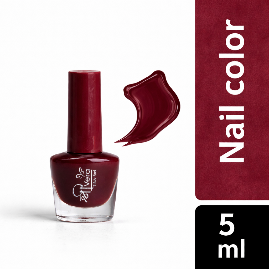 Shreevera Deep Maroon Nail Polish 5ml – High Shine Glossy Finish, Quick Dry, Long Lasting & Chip Resistant Nail Color