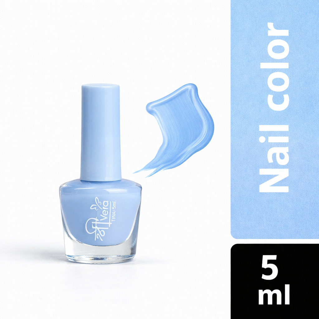 Shreevera Light Blue Nail Polish – High Gloss Shine, Quick Dry, Chip Resistant Long Lasting Nail Enamel (5ml)