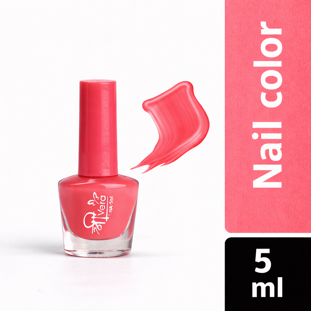 Shreevera Coral Pink Nail Polish – High Gloss Shine, Quick Dry, Chip Resistant Long Lasting Nail Enamel (5ml)