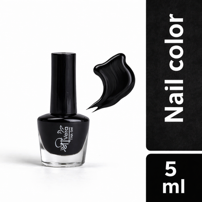 Shreevera Black Nail Polish Gel 5ml – High Shine Glossy Finish, Quick Dry, Long Lasting & Chip Resistant Nail Color