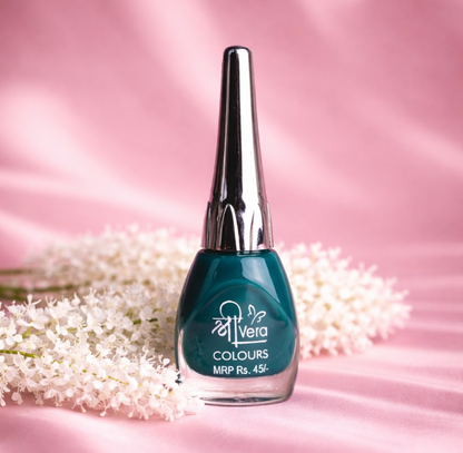 ShreeVera Colours Teal Nail Polish – High Gloss, Long Lasting, Quick Dry, Chip Resistant Nail Paint (10ml)