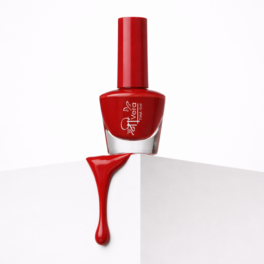 Shreevera Deep Red Nail Polish – High Gloss Shine, Quick Dry, Chip Resistant Long Lasting Nail Enamel (5ml)