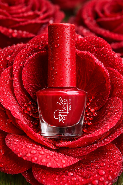 Shreevera Deep Red Nail Polish – High Gloss Shine, Quick Dry, Chip Resistant Long Lasting Nail Enamel (5ml)