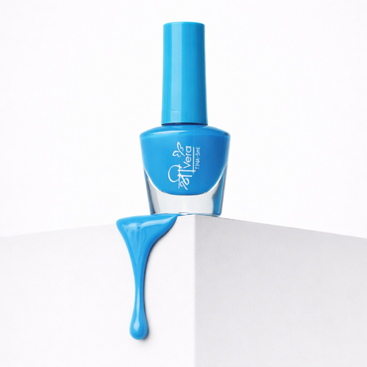 Shreevera Aqua Blue Nail Polish – High Gloss Finish, Quick Dry, Chip Resistant Long Lasting Nail Enamel (5ml)