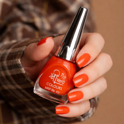 ShreeVera Colours Orange Nail Polish 10ml – High Shine, Quick Dry, Long Lasting & Chip Resistant Nail Paint