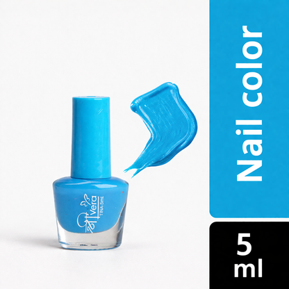 Shreevera Aqua Blue Nail Polish – High Gloss Finish, Quick Dry, Chip Resistant Long Lasting Nail Enamel (5ml)