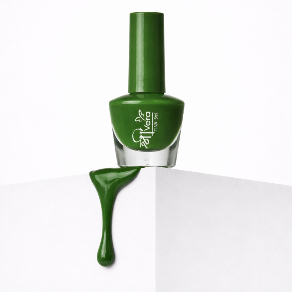 Shreevera Forest Green Nail Polish – High Gloss Shine, Quick Dry, Chip Resistant Long Lasting Nail Enamel (5ml)