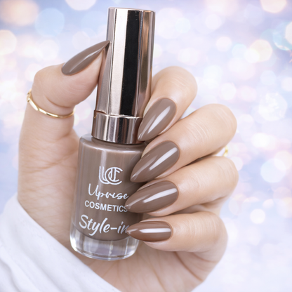 Uprise Cosmetics Style-In Nail Polish | Nude Brown Long Lasting Nail Color | High Gloss, Quick Dry, Chip Resistant Nail Paint (10ml)