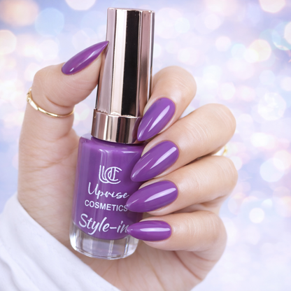 Uprise Cosmetics Style-In Nail Polish – Glossy Purple Nail Color | Long Lasting Chip Resistant Nail Paint | Quick Dry One Coat Finish | High Shine Nail Enamel