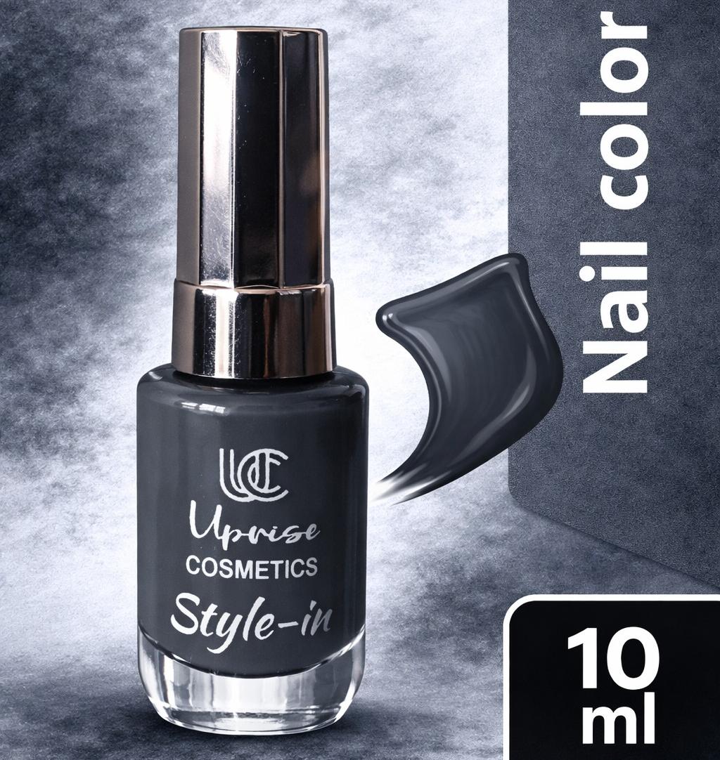 Uprise Cosmetics Style-In Nail Polish – Glossy Dark Grey Nail Color | Long Lasting Chip Resistant Nail Paint | Smooth One Coat Finish | High Shine Nail Enamel