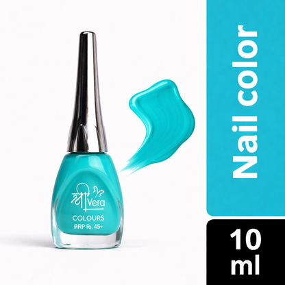 Shreevera Colours Turquoise Nail Polish | High Gloss Long Lasting Nail Paint | Quick Dry Chip Resistant Formula (10ml)