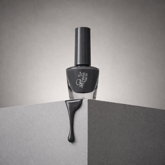 Shreevera Charcoal Grey Nail Polish – High Gloss Shine, Quick Dry, Chip Resistant Long Lasting Nail Enamel (5ml)