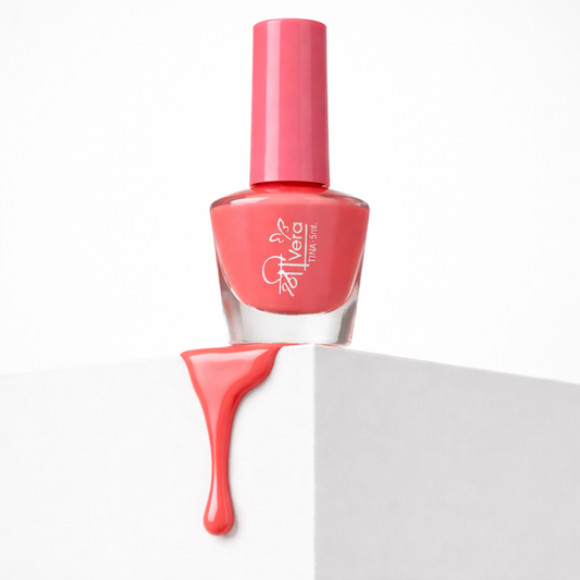 Shreevera Coral Pink Nail Polish – High Gloss Shine, Quick Dry, Chip Resistant Long Lasting Nail Enamel (5ml)