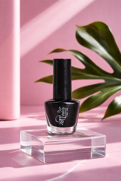 Shreevera Black Nail Polish Gel 5ml – High Shine Glossy Finish, Quick Dry, Long Lasting & Chip Resistant Nail Color
