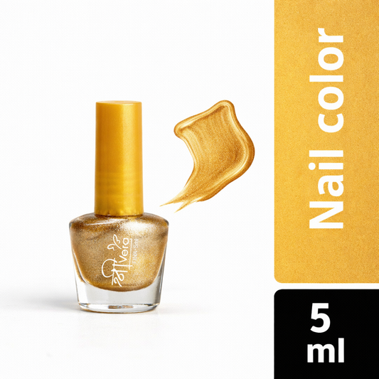 Shreevera Metallic Gold Nail Polish – High Gloss, Quick Dry, Chip Resistant Long-Lasting Shine (5ml)
