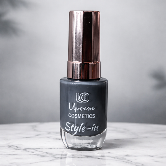 Uprise Cosmetics Style-In Nail Polish – Glossy Dark Grey Nail Color | Long Lasting Chip Resistant Nail Paint | Smooth One Coat Finish | High Shine Nail Enamel