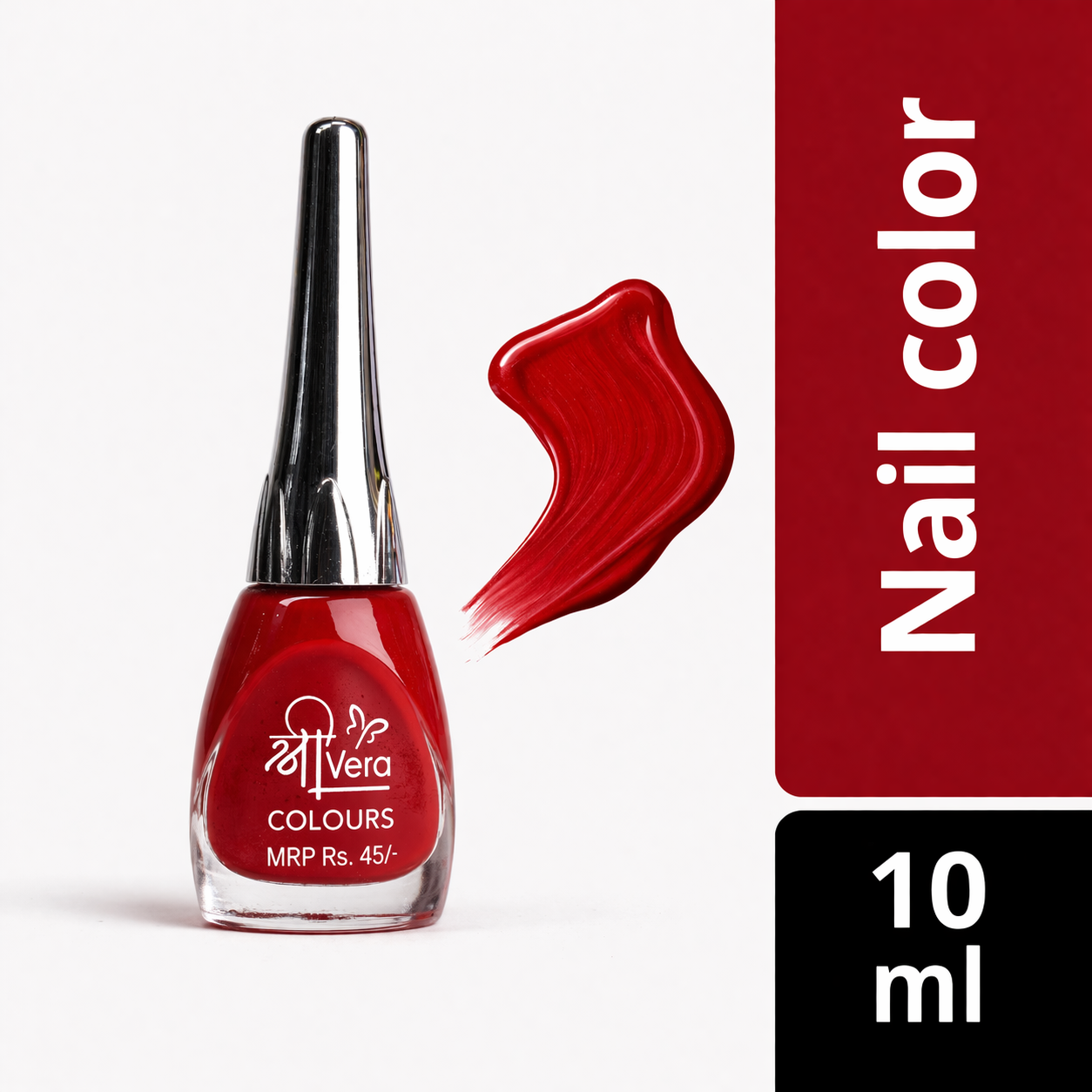 ShreeVera Colours Red Nail Polish 10ml | High Gloss, Quick Dry, Long Lasting & Chip Resistant Nail Enamel